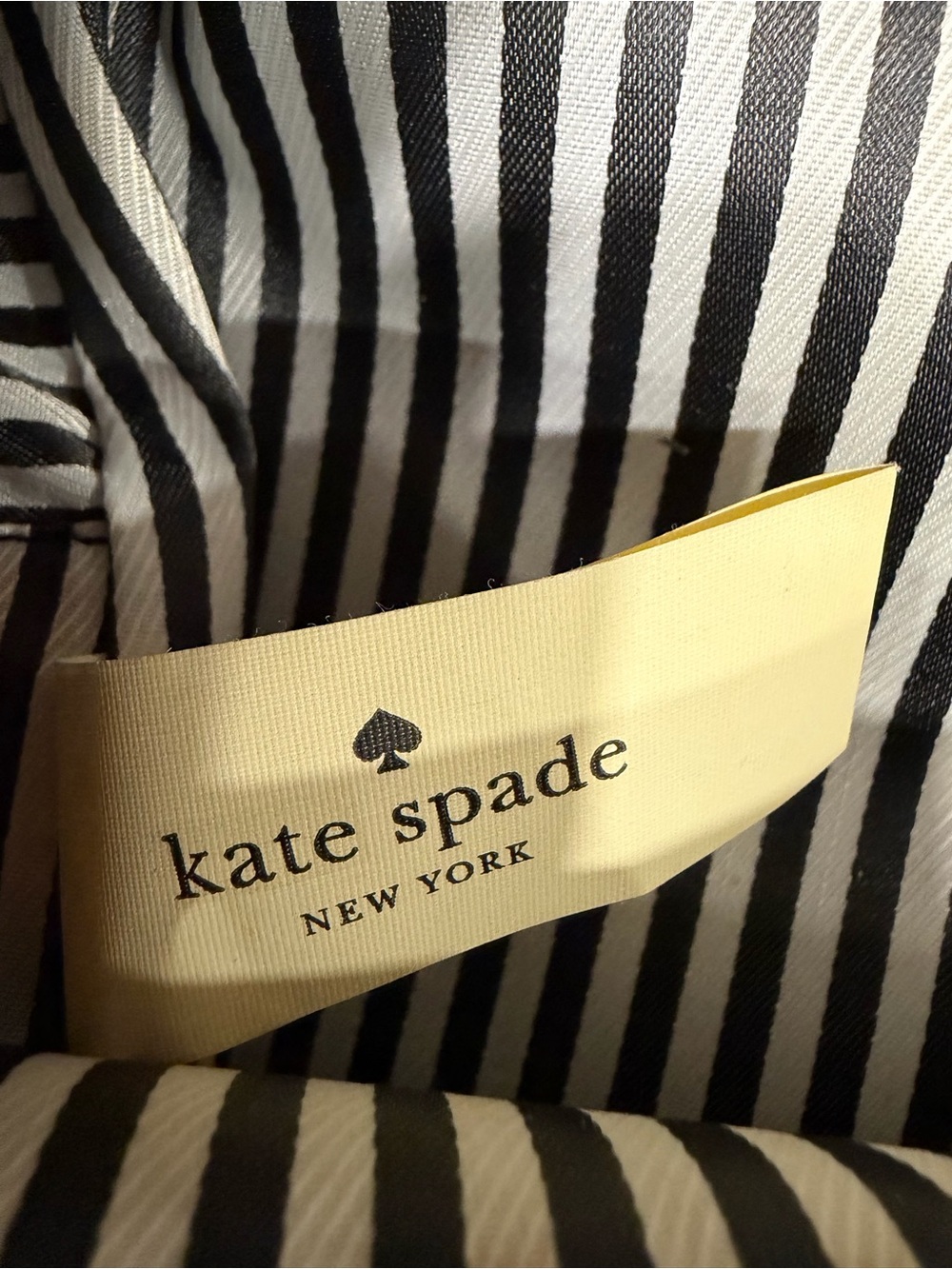 Kate Spade Black Pebbled Leather Backpack with Gold Hardware Striped Interior - Picture 4 of 9